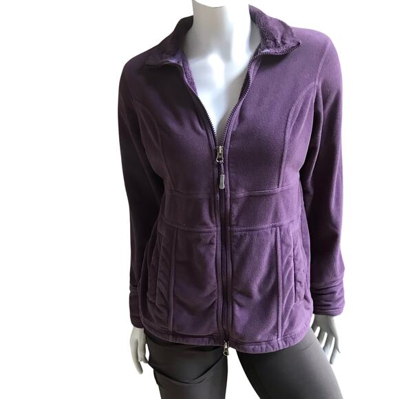 Eddie Bauer Fleece Full Zip Purple Jacket with Pockets Women's Size Small - Picture 1 of 6